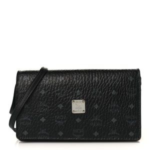 MCM Wallet Crossbody Black Canvas Monogram